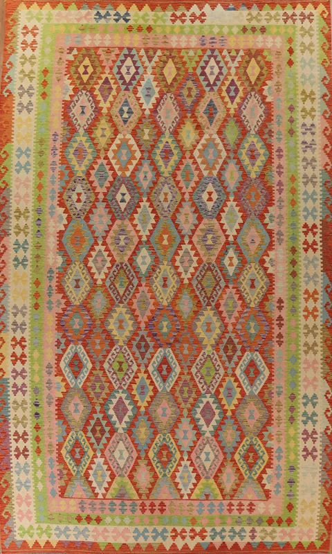 Geometric Kilim Large Wool Rug 10x16