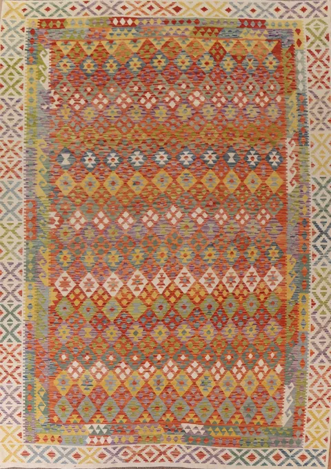 Reversible Wool Kilim Oriental Area Rug 10x13