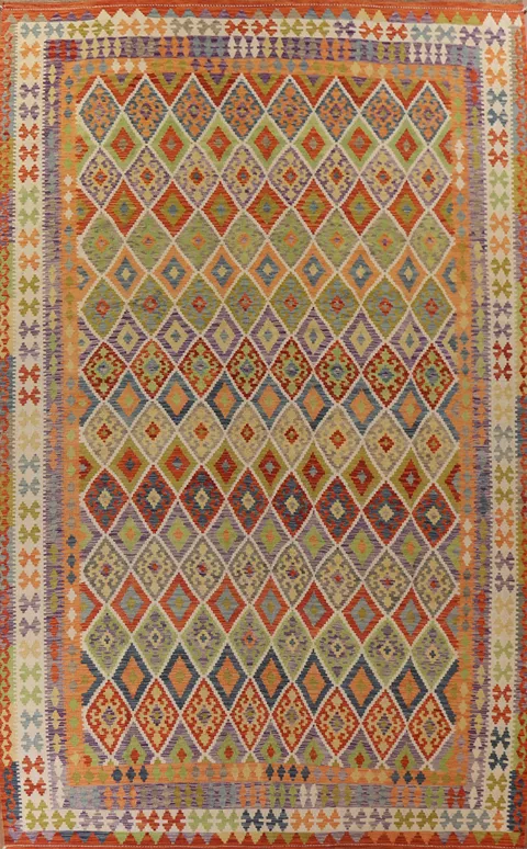 Multicolor Kilim Wool Large Rug 11x16