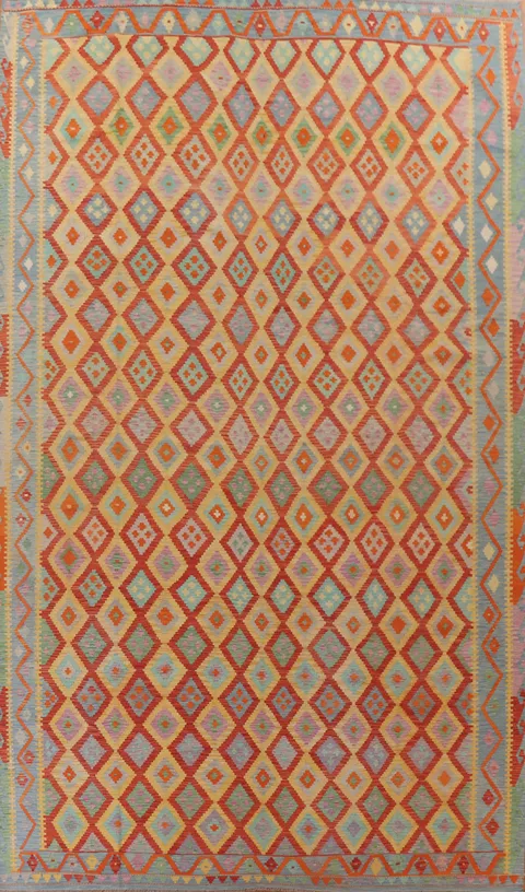 Multicolor Kilim Large Wool Rug 10x16