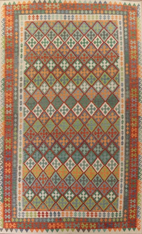 Reversible Wool Kilim Large Oriental Rug 10x16