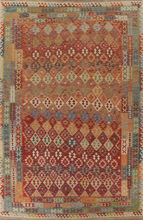 Kilim Reversible Wool Area Rug 10x13