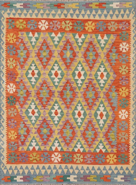 Wool Kilim Oriental Area Rug 5x6