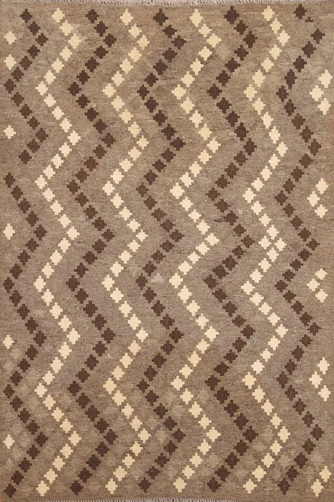 Brown Wool Kilim Oriental Area Rug 5x6