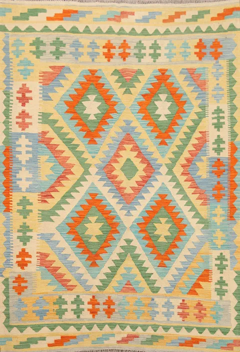 Reversible Wool Kilim Oriental Area Rug 5x6