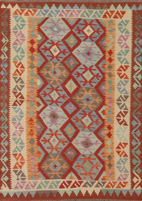 Reversible Wool Kilim Oriental Area Rug 5x6