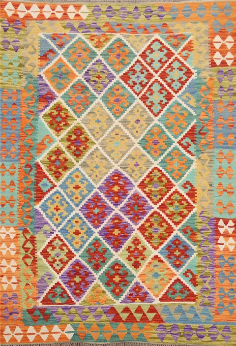 Colorful Kilim Oriental Area Rug 5x6