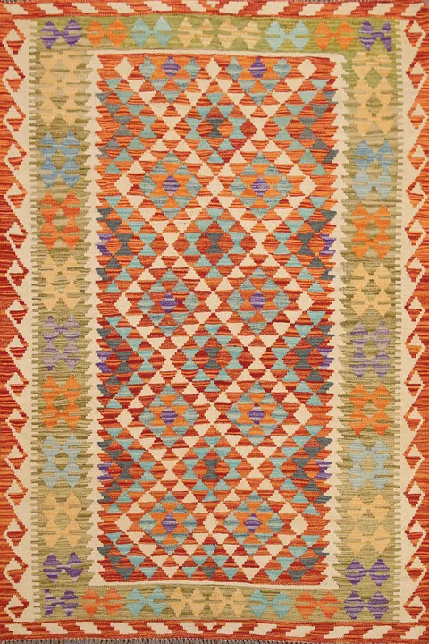 Reversible Wool Kilim Oriental Area Rug 5x6