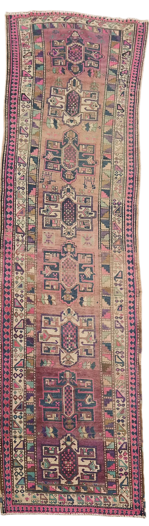 Geometric Wool Ardebil Persian Runner Rug 4x13