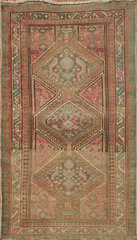 Vintage Wool Zanjan Persian Area Rug 4x6