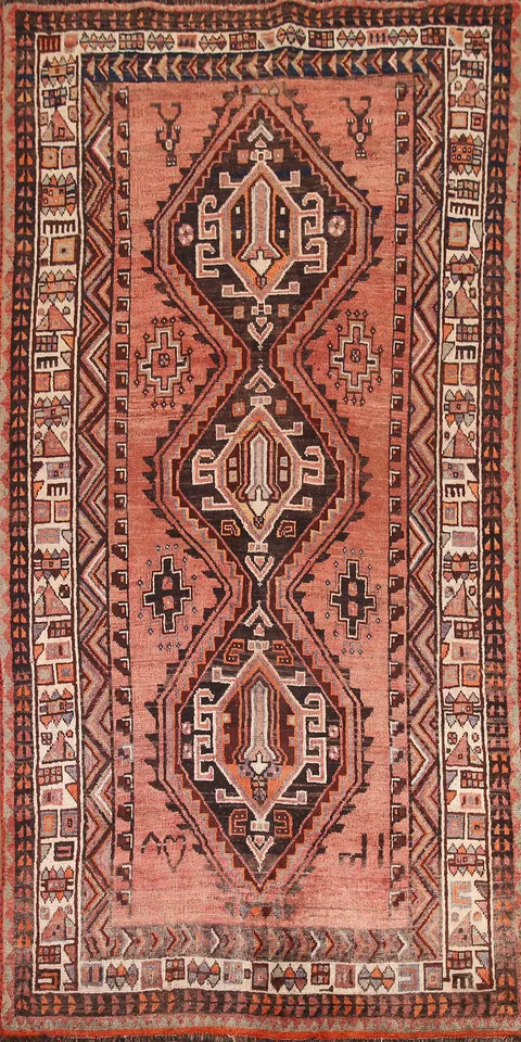 Geometric Wool Shiraz Persian Area Rug 4x8