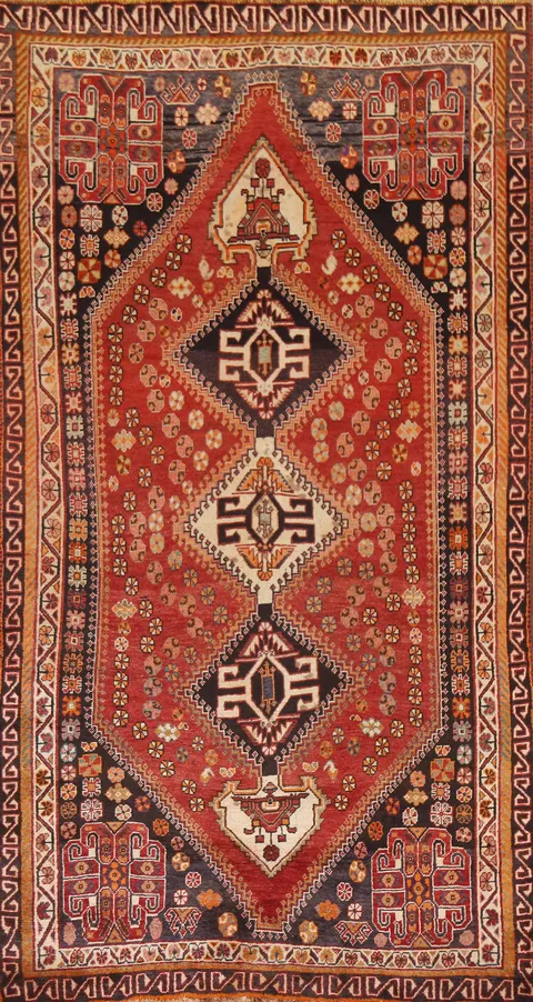 Vegetable Dye Qashqai Persian Area Rug 5x9