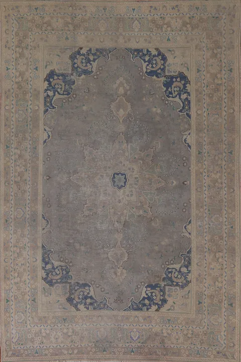 Vintage Gray Mashad Persian Area Rug 7x10