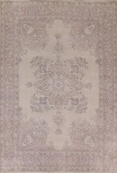 Distressed Wool Tabriz Persian Area Rug 8x11