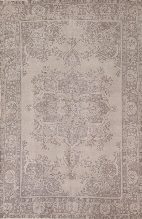Distressed Wool Tabriz Persian Area Rug 6x10