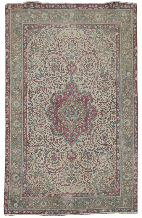 Vintage Floral Tabriz Persian Area Rug 6x10