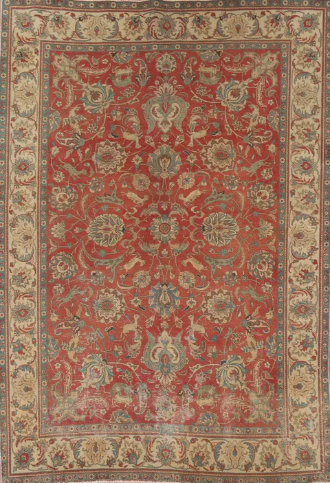 All-Over Floral Tabriz Persian Area Rug 7x10