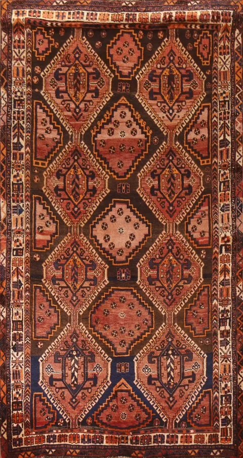 Vintage Wool Qashqai Persian Area Rug 5x10