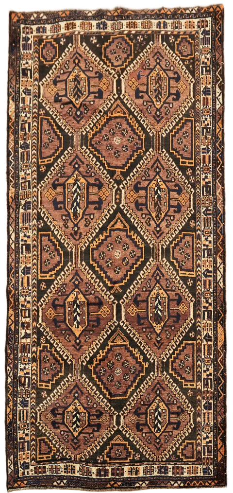 Vintage Wool Qashqai Persian Vintage Tribal Wool Rug 5'x10'