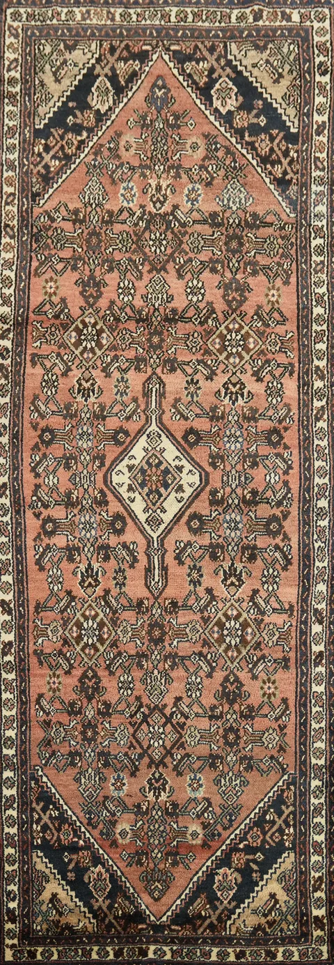 Vintage Hamedan Persian Runner Rug 3x10