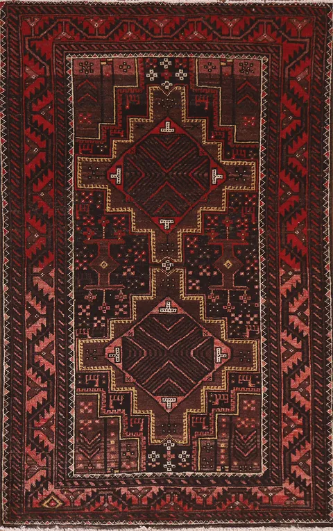 Geometric Balouch Persian Area Rug 3x6