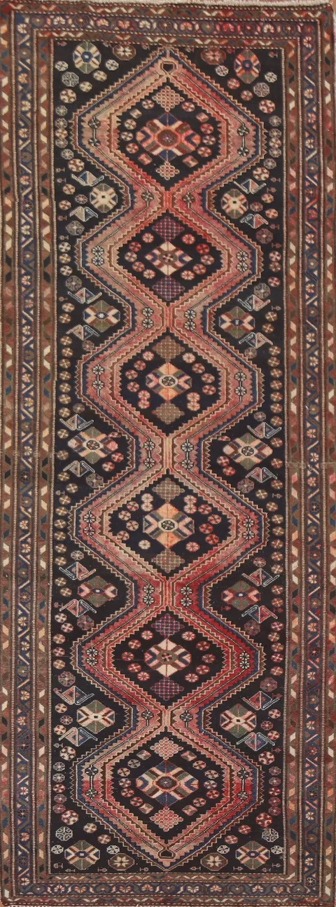 Geometric Hamedan Persian Runner Rug 4x10