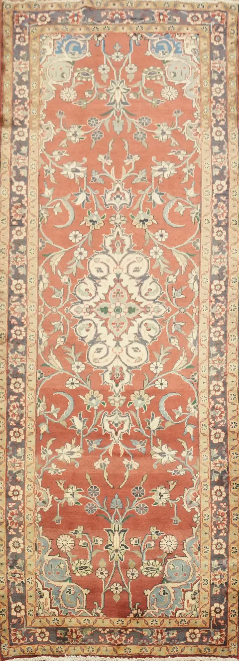 Floral Red Sarouk Persian Runner Rug 4x10