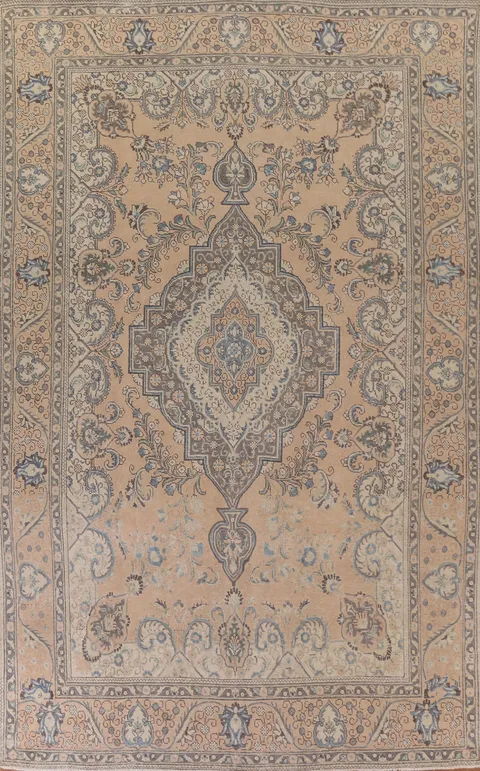 Distressed Wool Tabriz Persian Area Rug 10x13