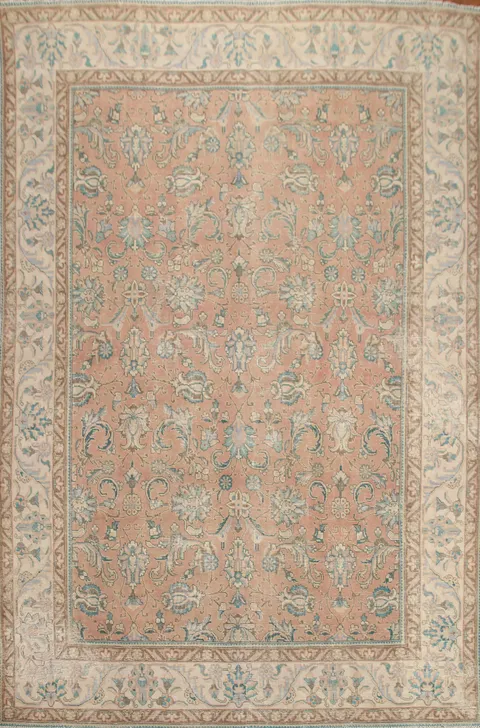 Distressed Floral Tabriz Persian Area Rug 9x12