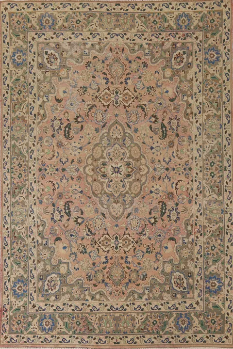 Handmade Wool Mashad Persian Area Rug 6x9
