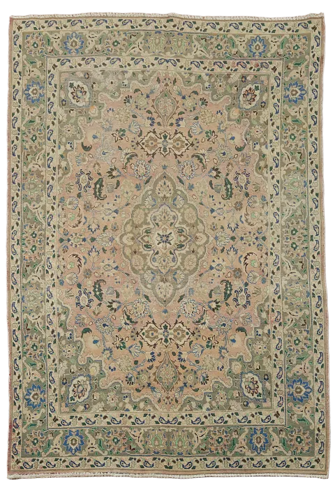 Handmade Wool Mashad Persian Area Rug 6x9