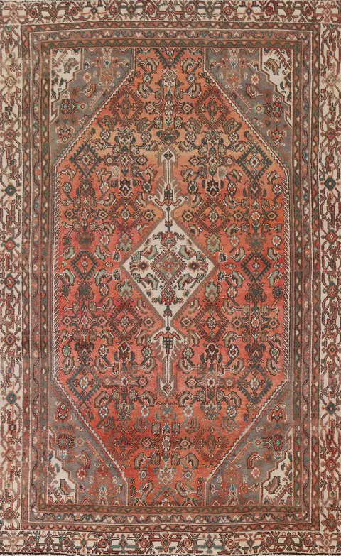 Vintage Geometric Hamedan Persian Area Rug 6x9