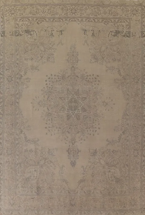 Distressed Wool Tabriz Persian Area Rug 10x13