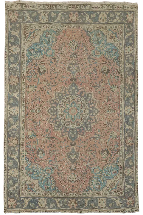 Vintage Wool Tabriz Persian Area Rug 6x9