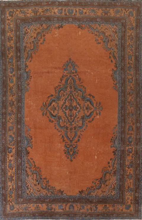 Orange Wool Tabriz Persian Area Rug 8x12
