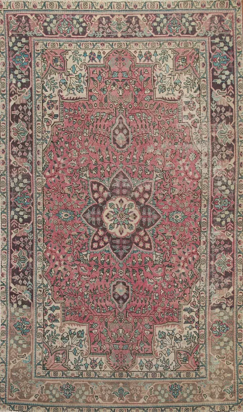 Vintage Floral Tabriz Persian Area Rug 6x10