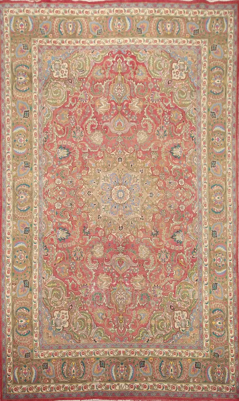 Vintage Floral Mashad Persian Area Rug 8x11