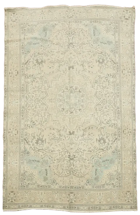 Vintage Floral Tabriz Persian Area Rug 6x9