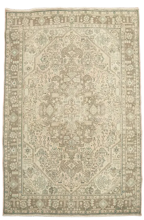 Distressed Geometric Tabriz Persian Area Rug 6x10