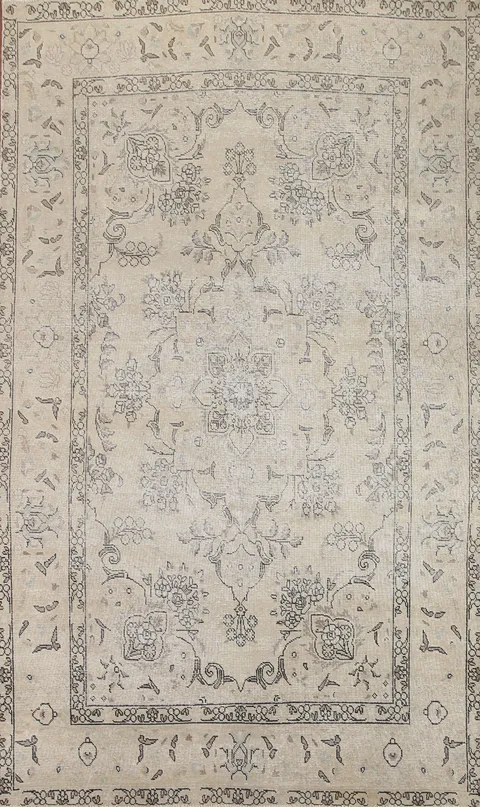 Distressed Wool Tabriz Persian Area Rug 7x10