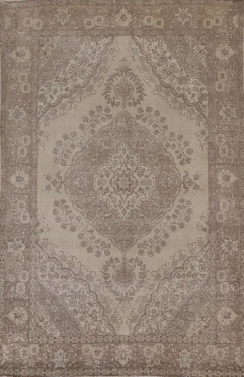 Distressed Wool Tabriz Persian Area Rug 6x9