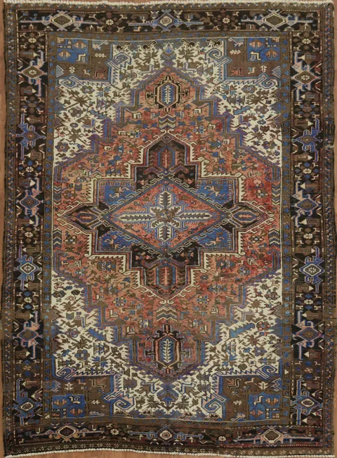 Vintage Heriz Persian Rug with Dramatic Design and Exquisite Patterns 7x10