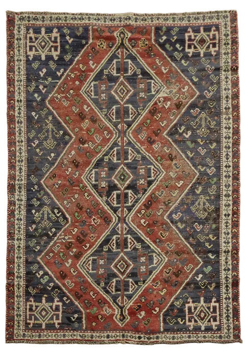 Vintage Shiraz Persian Rug Rug with Authentic Heritage Vibes 5x7