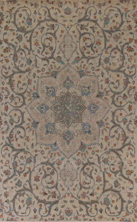 Floral Distressed Tabriz Persian Area Rug 7x10