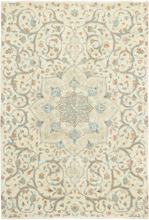 Floral Distressed Tabriz Persian Area Rug 7x10