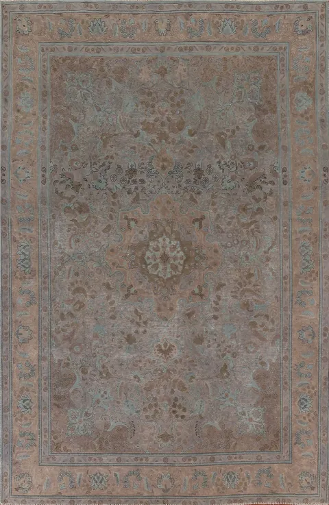 Distressed Over-Dyed Tabriz Persian Area Rug 7x9