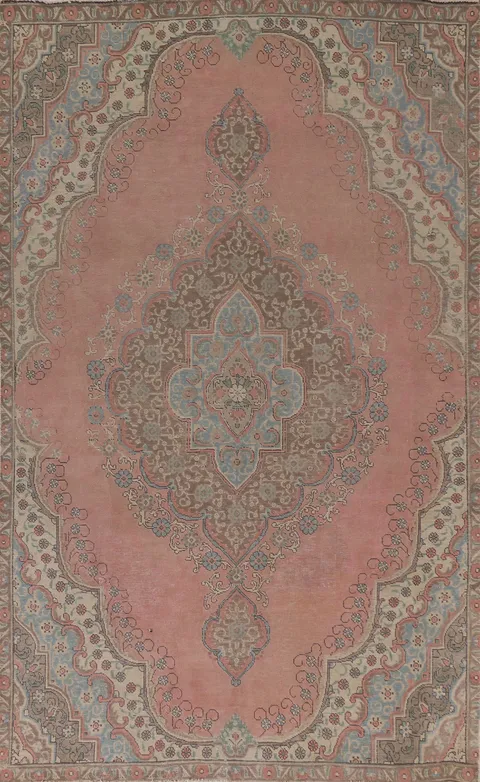 Pink Wool Tabriz Persian Area Rug 6x10