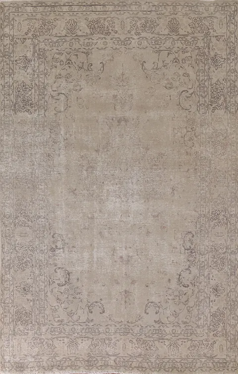 Distressed Wool Tabriz Persian Area Rug 7x10