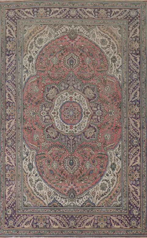 Floral Pink Tabriz Persian Area Rug 6x10