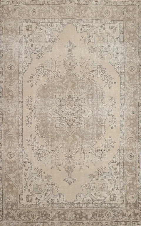 Distressed Wool Tabriz Persian Area Rug 6x9